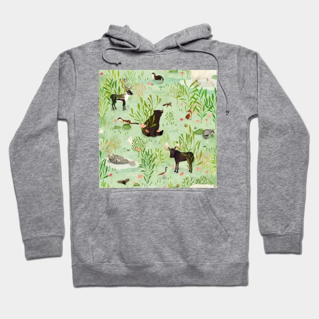 This wild life (Green) Hoodie by katherinequinnillustration